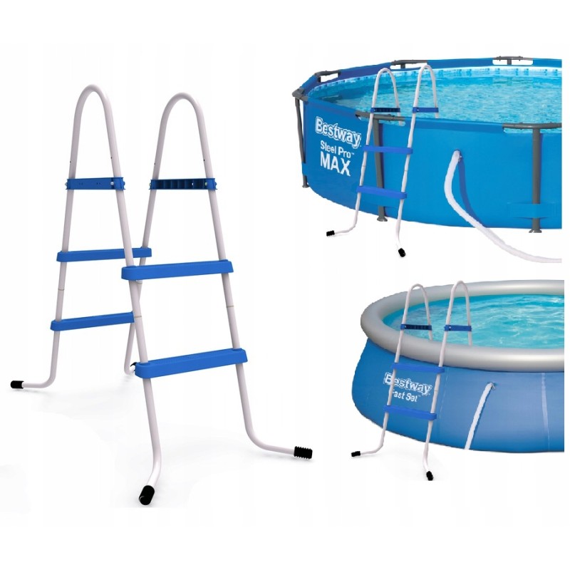 Metal pool ladder, foldable, double-sided, 84