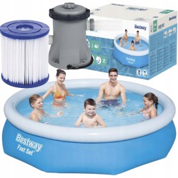 Bestway apvalus išsiplėtimo baseino komplektas su filtro siurbliu, 244 x 305 cm, sodas