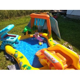 Dinozaurų žaidimų aikštelė su čiuožykla 249 x 191 x 109 cm intex 57444