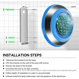 Įvairiaspalvis RGB LED baseino apšvietimas 45 vatai