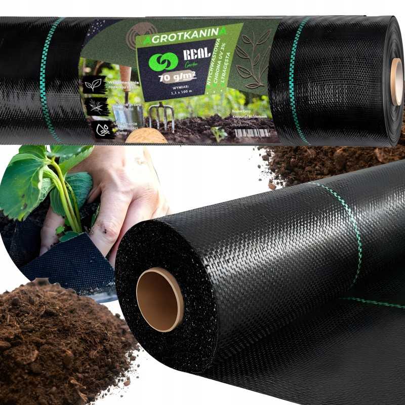 Agrotekstilė agrotekstilė juoda 70g 1,1x50m piktžolių kontrolės kilimėlis nuo piktžolių