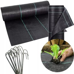 Agrotekstilė, juoda, tvirta, 1x50m, sodo neaustinė medžiaga piktžolėms, inkarai, smeigtukai