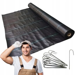 Agrotekstilė, juoda, tvirta, 1x50m, sodo neaustinė medžiaga piktžolėms, inkarai, smeigtukai