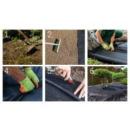 Juoda sodo agrotekstilė daržovėms, braškėms, augalams 50g UV 0,8x0,5m