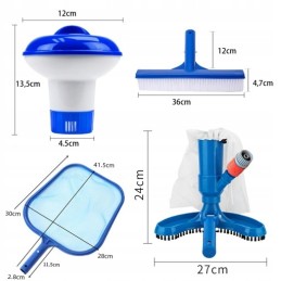 Dulkių siurblys tvenkinio baseino dugno valymui, tinklas, stulpų komplektas, 4in1