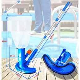 Dulkių siurblys tvenkinio baseino dugno valymui, tinklas, stulpų komplektas, 4in1