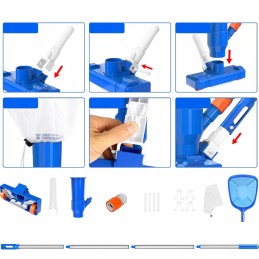 Reguliuojamo ilgio baseino dulkių siurblys lapams, vabzdžiams ir nešvarumams šalinti