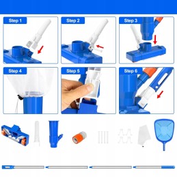 Baseino dulkių siurblys su šepetėliu 170 cm, baseino valymo rinkinys