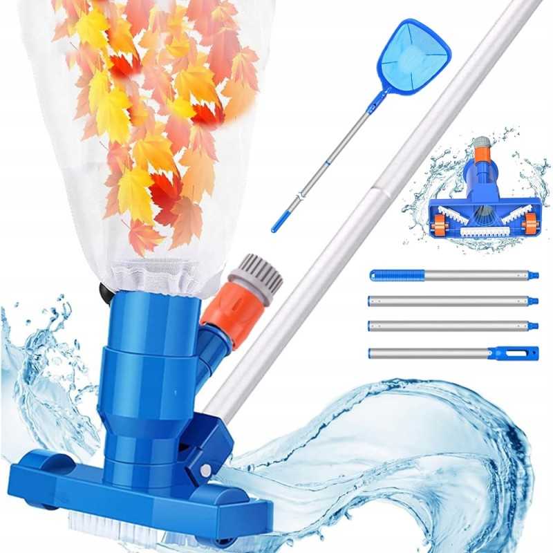 Nešiojamas baseino dulkių siurblys, reguliuojamo ilgio lapų nešvarumams