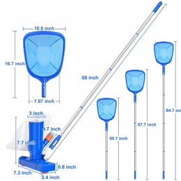 Nešiojamas baseino dulkių siurblys, reguliuojamo ilgio lapų nešvarumams