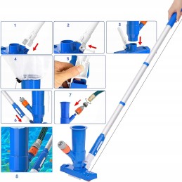 Dulkių siurblys baseino grindims valyti su teleskopiniu strypu ant tvenkinio