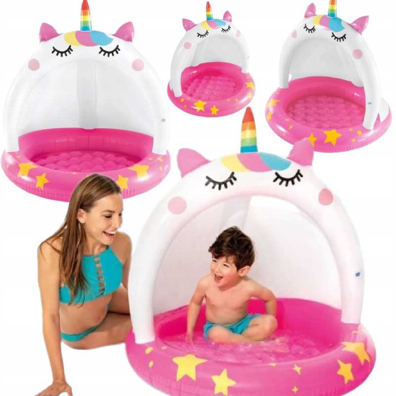 ☀️ Baseinas su vienaragiu ir UV baldakimu patiems mažiausiems☀️