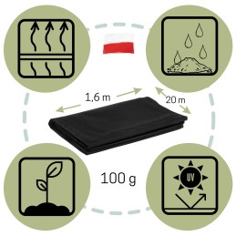Agrotekstilė agrotekstilė juoda 1,6x20m 100g stiprus UV patvarus