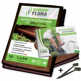 Agrotekstilė piktžolėms gf 1,1x50m ruda nuo piktžolių 50g + smeigtukai