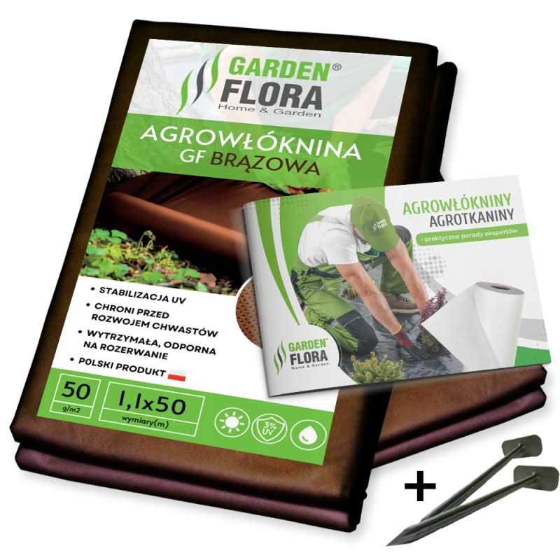 Agrotekstilė piktžolėms gf 1,1x50m ruda nuo piktžolių 50g + smeigtukai