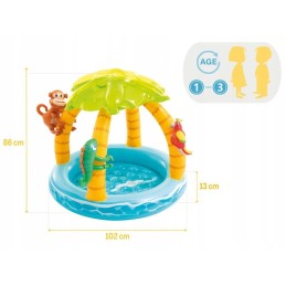 Vaikiškas pripučiamas irklavimo baseinas tropinė sala intex 102 x 102 cm
