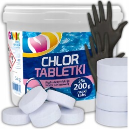 Chloro tabletės 5kg chloro 25vnt 200g chemijos baseino vandeniui be gamix