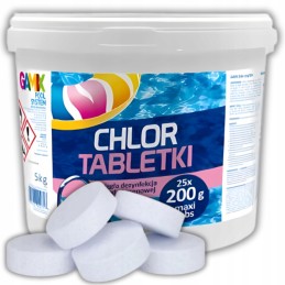 Chloro tabletės 5kg chloro 25vnt 200g chemijos baseino vandeniui be gamix