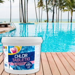 Chloro tabletės 5kg chloro 25vnt 200g chemijos baseino vandeniui be gamix