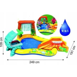 Pripučiamas baseinas vaikams, čiuožykla, žaidimų aikštelė, intex dinozauras, 249 cm