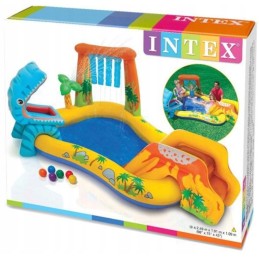 Pripučiamas baseinas vaikams, čiuožykla, žaidimų aikštelė, intex dinozauras, 249 cm