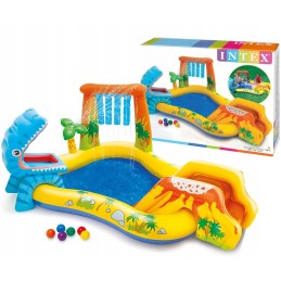 Pripučiamas baseinas vaikams, čiuožykla, žaidimų aikštelė, intex dinozauras, 249 cm