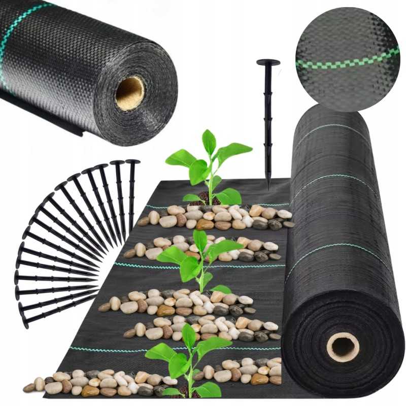 Juoda revento agrotekstilė 1,6 m x 50 m / 70g/m2 + inkarai 50 vnt.