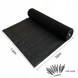 Žemės ūkio audinys juodas augintas apsaugos nuo piktžolių kilimėlis 1 6m x 50m 50 smeigtukai