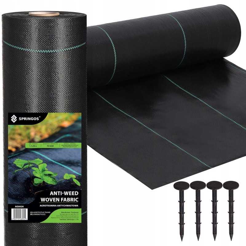 Juoda nuo piktžolių agrotekstilė 70g/m2 + tvirtinimo ankeriai 50vnt