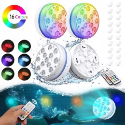 4x LED povandeninis apšvietimas su siurbtukais, vandeniui atsparus RGB baseino apšvietimas
