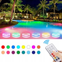 4x LED povandeninis apšvietimas su siurbtukais, vandeniui atsparus RGB baseino apšvietimas