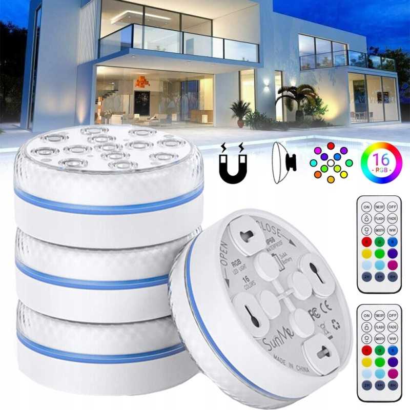 4 x panardinami baseino žibintai povandeniniai baseino žibintai 16 spalvų