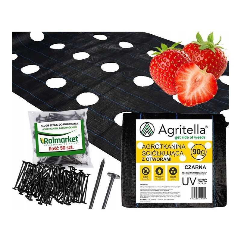 ✨ Agritella audinys nuo piktžolių su skylutėmis sodinimui + smeigtukai, 50 vnt