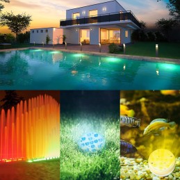 4vnt LED povandeninis daugiaspalvis neperšlampamas šviestuvas tvenkinių akvariumams