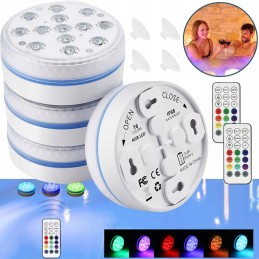 4 x povandeninis apšvietimas 13 RGB šviesos diodų voniai su nuotolinio valdymo pultu