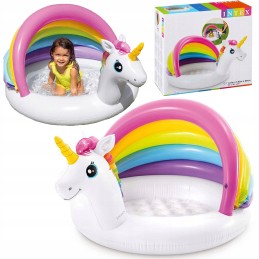 Intex vaikiškas pripučiamas vienaragio baseinas su baldakimu
