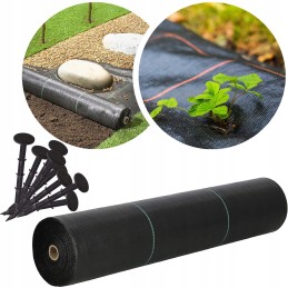 Rinkinys agroaudinis juodas 90g 0 8x50m augalinis audinys UV storas nuo piktžolių