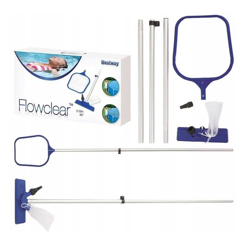 Bestway 3in1 baseino valymo rinkinys, rinkinys, sietelis, dulkių siurblio pagaliukas