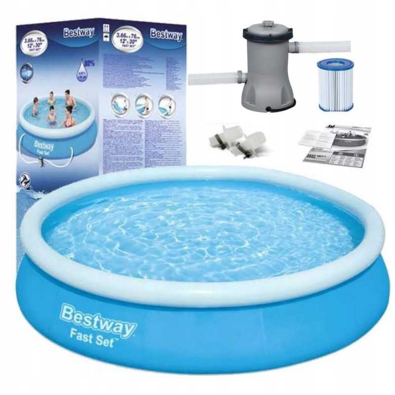 Bestway 57274 išsiplėtimo baseinas 366x76cm su 7in1 siurbliu