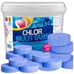 Chloro kelios tabletės 25x 200g 3in1 didelis 5kg baseino chemikalai be gamix