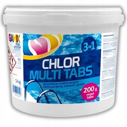 Chloro kelios tabletės 25x 200g 3in1 didelis 5kg baseino chemikalai be gamix