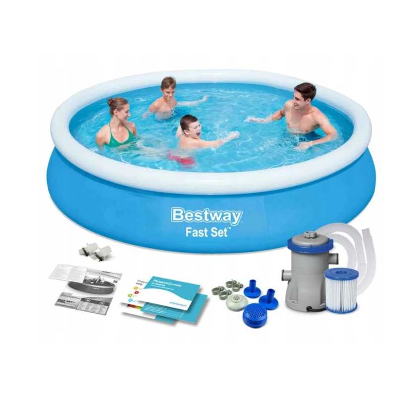 Išsiplečiantis sodo baseinas su flanšu 366x76cm bestway 57274 pompa