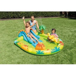 Puiki žaidimų aikštelė, baseinas su fontanu, mažas dino su čiuožykla intex 57166