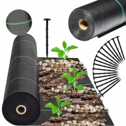 Juoda revento agrotekstilė 1,6 m x 50 m / 70g/m2 + inkarai