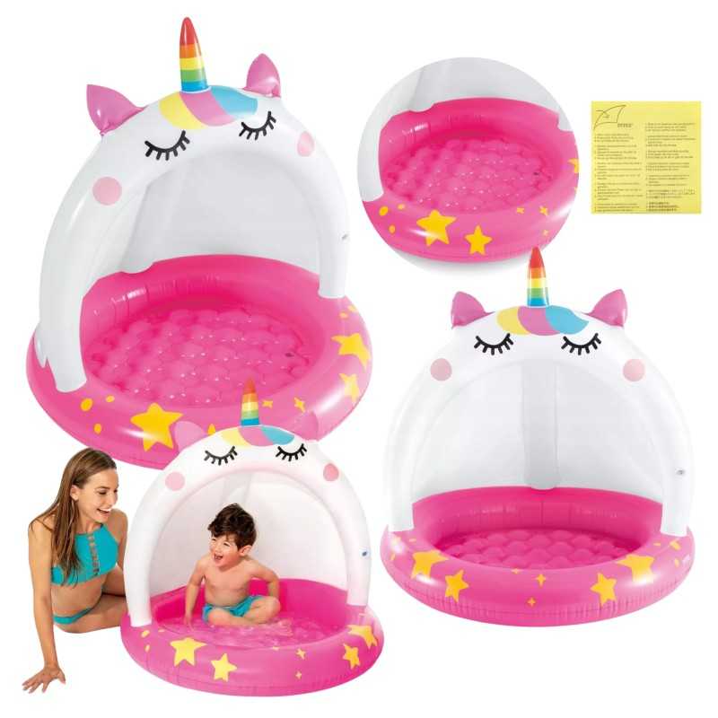 Vaikų baseinas, minkštas dugnas, vienaragis baseinas su intex stogu