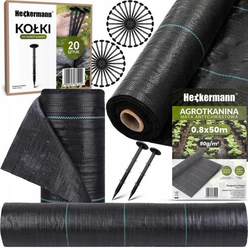 ▶agrotekstilė agrotekstilė nuo piktžolių juoda 90g 0,8x50m+20x kaiščiai