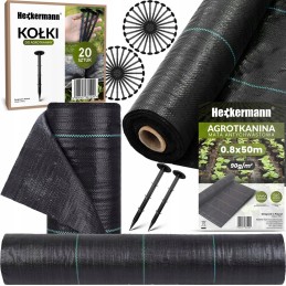 ▶agrotekstilė agrotekstilė nuo piktžolių juoda 90g 0,8x50m+20x kaiščiai
