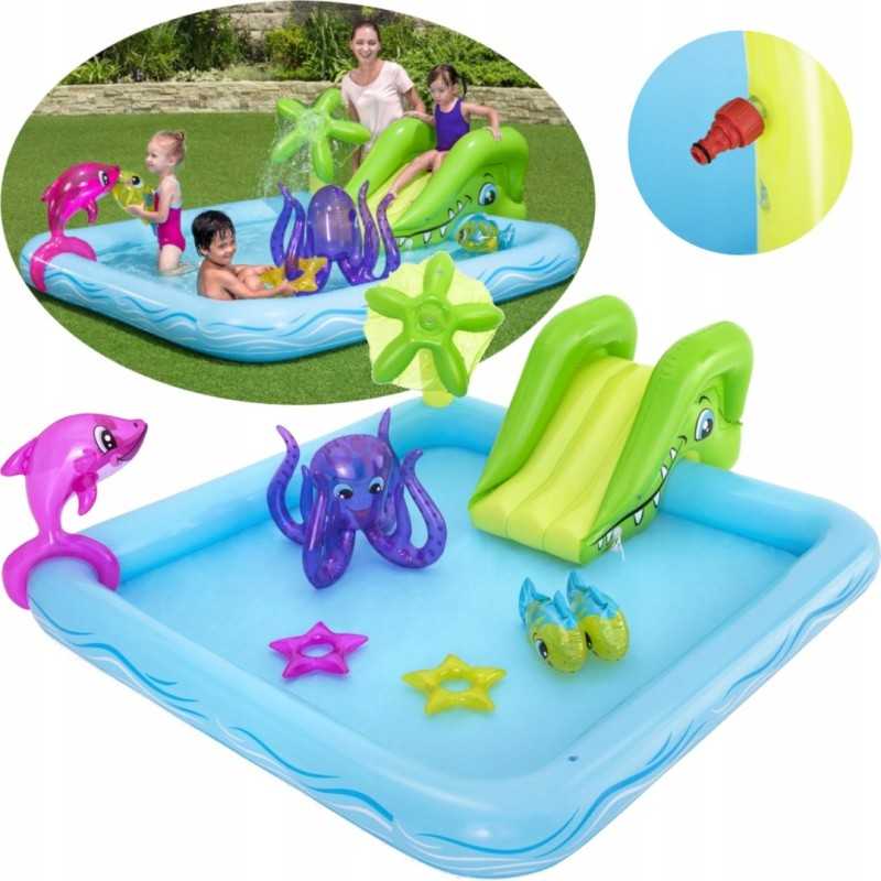 Vaikų pripučiamo baseino žaidimų aikštelė 239x206 čiuožykla akvariumas bestway