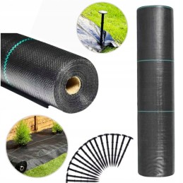 Juoda revento agrotekstilė 1,6 m x 50 m / 70g/m2 + inkarai