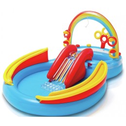 Vaivorykštinis baseinas su pripučiama čiuožykla 297 x 193 x 135 cm